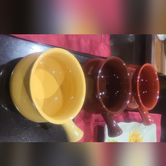 Buchase Set of  3 Chili SoupDinner Handled Bowls Glazed-EUC - Picture 5 of 7